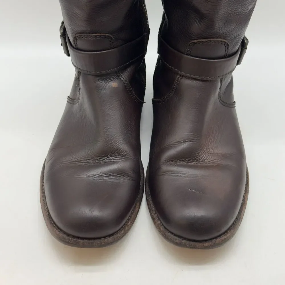 FRYE Phillip Knee High Leather Equestrian Riding Boots Women's 7.5B Dark Brown